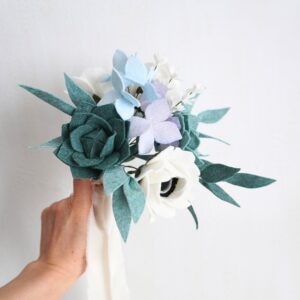 something blue bridal b bouquet felt flowers