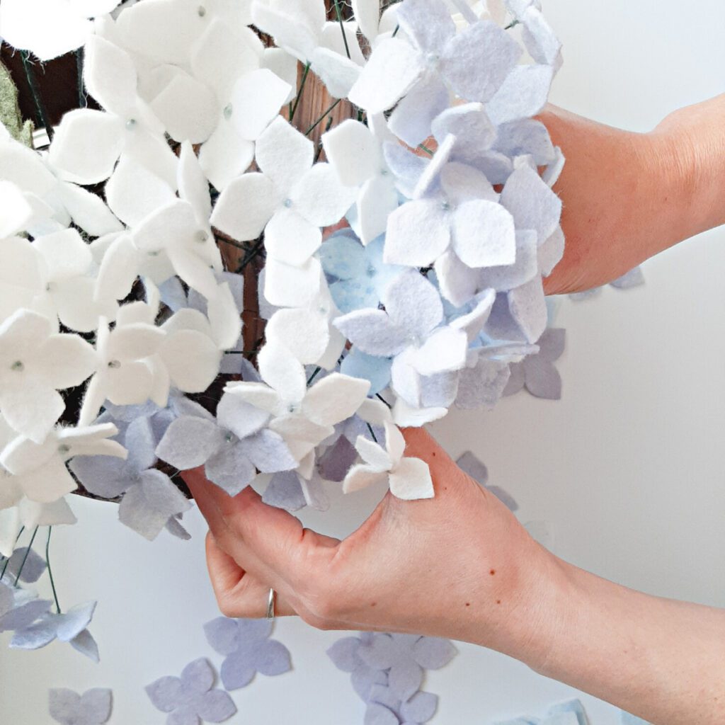 hydrangea blue and white bouquet