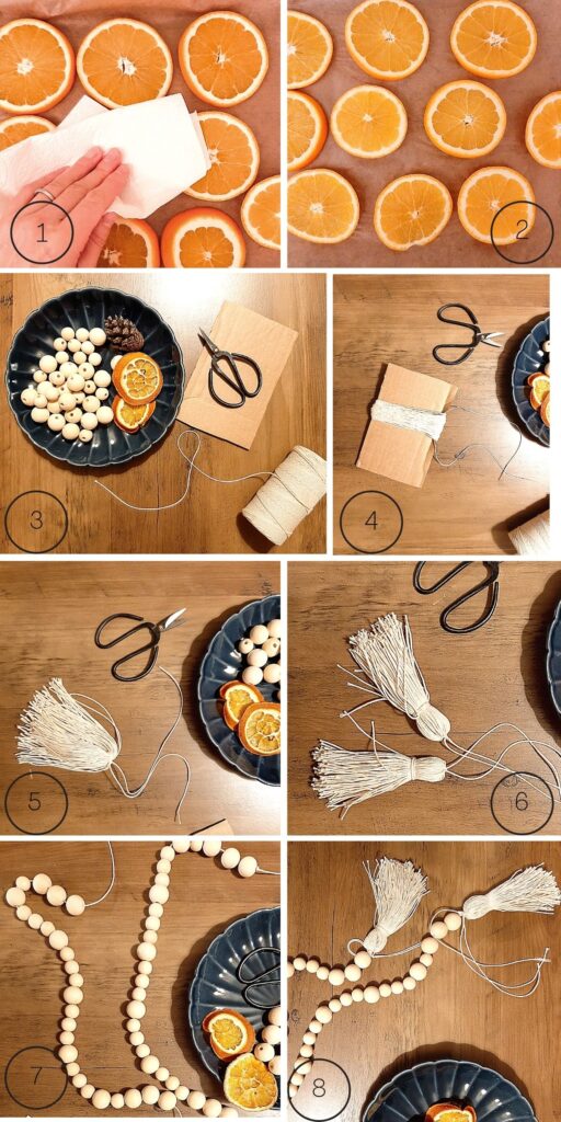 Dried orange garland DIY with kids