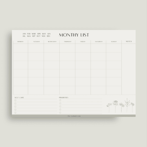 Monthly list pad