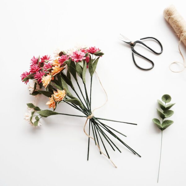 10 Felt globe amaranth bouquet