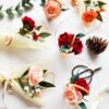 Felt rose, Babys breath mini bouquet wedding favours Felt rose, Babys breath mini bouquet wedding favours