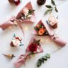 161 Mini rose bouquet with baby's breath wedding favours