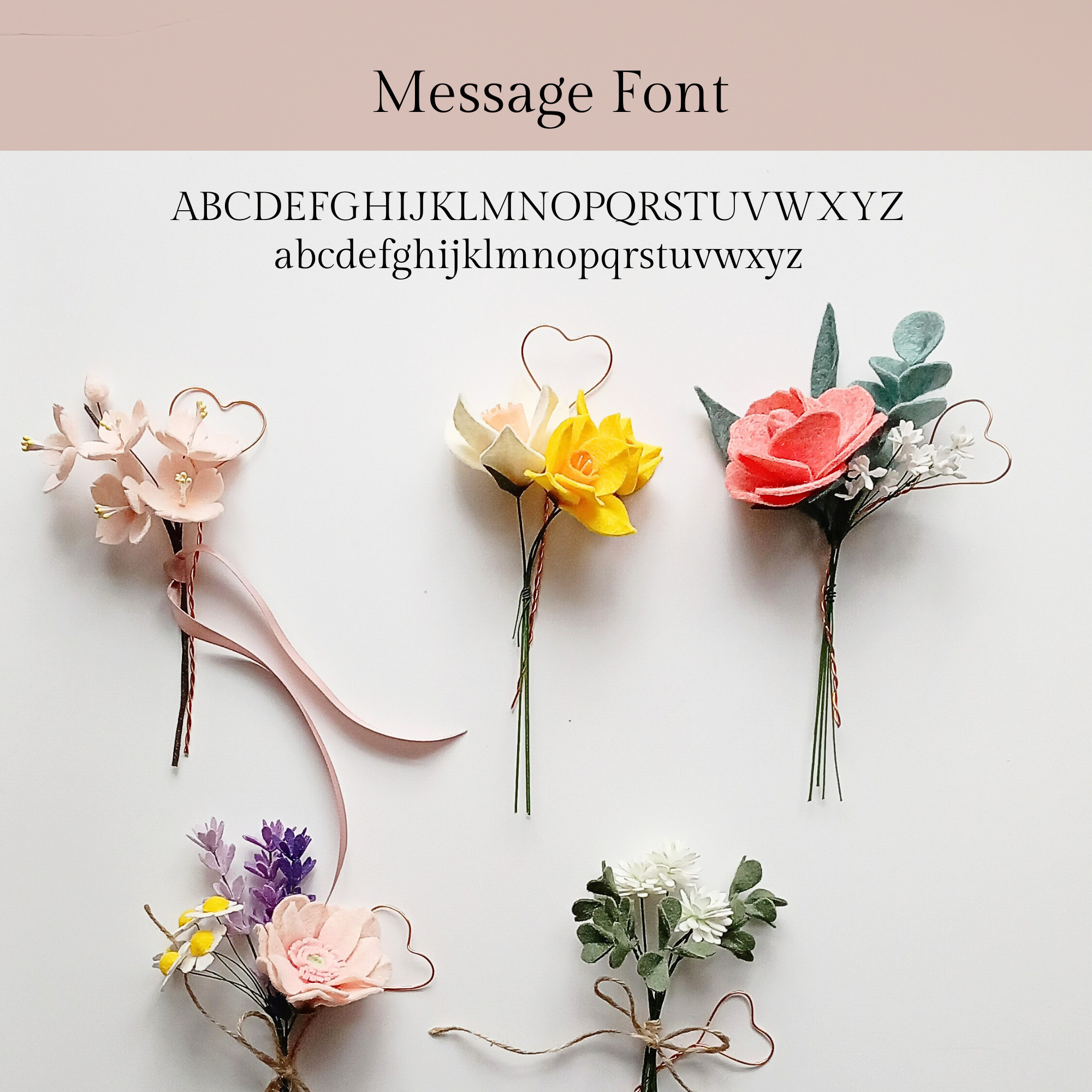 Typewriter font message flower card