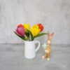 21 Easter Hamper felt flower Tulip bouquet with ceramic jar and a standing bunny - 2
