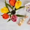 25 Easter Hamper felt flower Tulip bouquet with ceramic jar and a standing bunny - 5