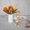 26 Easter Hamper felt flower Tulip bouquet with ceramic jar and a standing bunny - 6