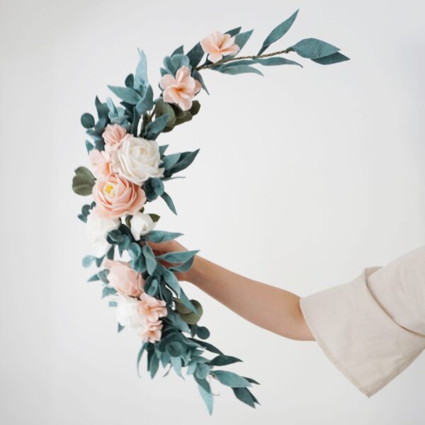 Felt Peony Eucalyptus garland with cherry blossom Felt Peony Eucalyptus garland with cherry blossom