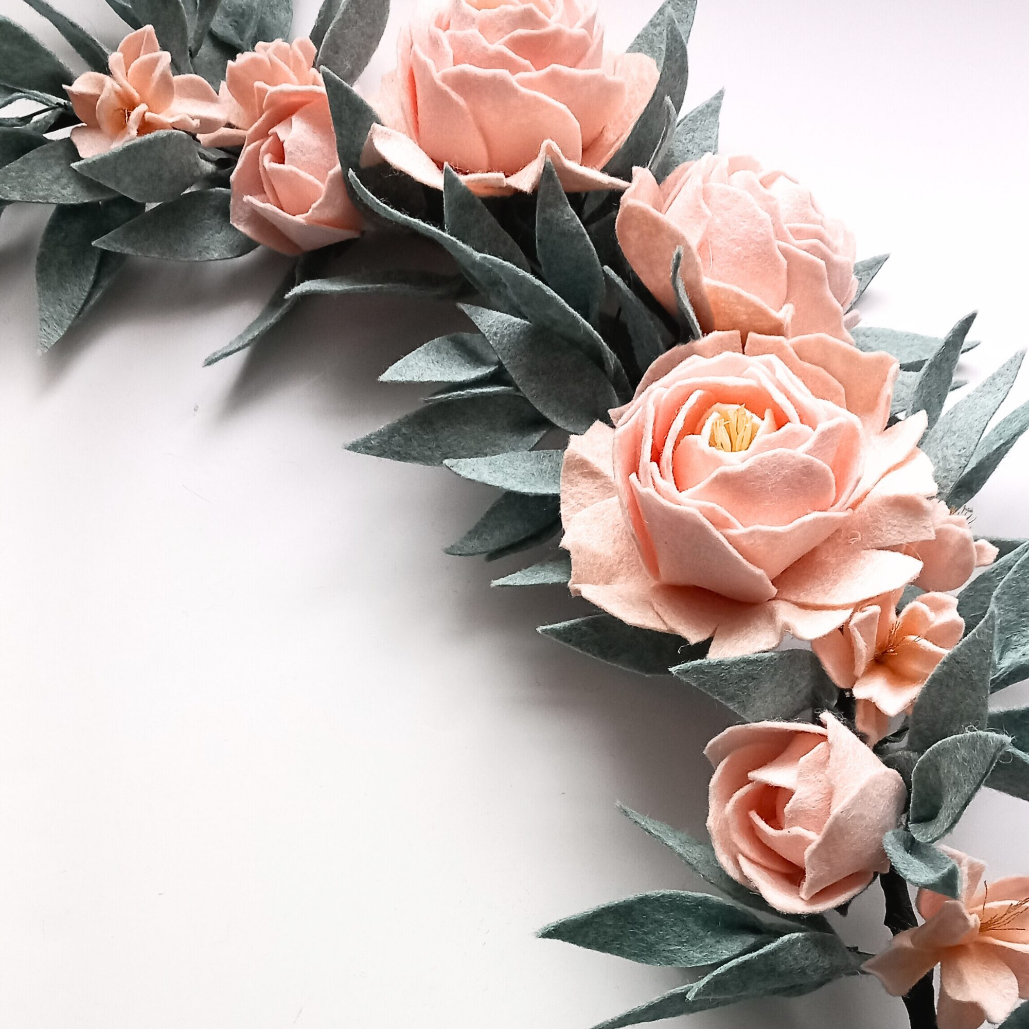 Pink Peony and Cherry blossom Eucalyptus Willow Garland image 1