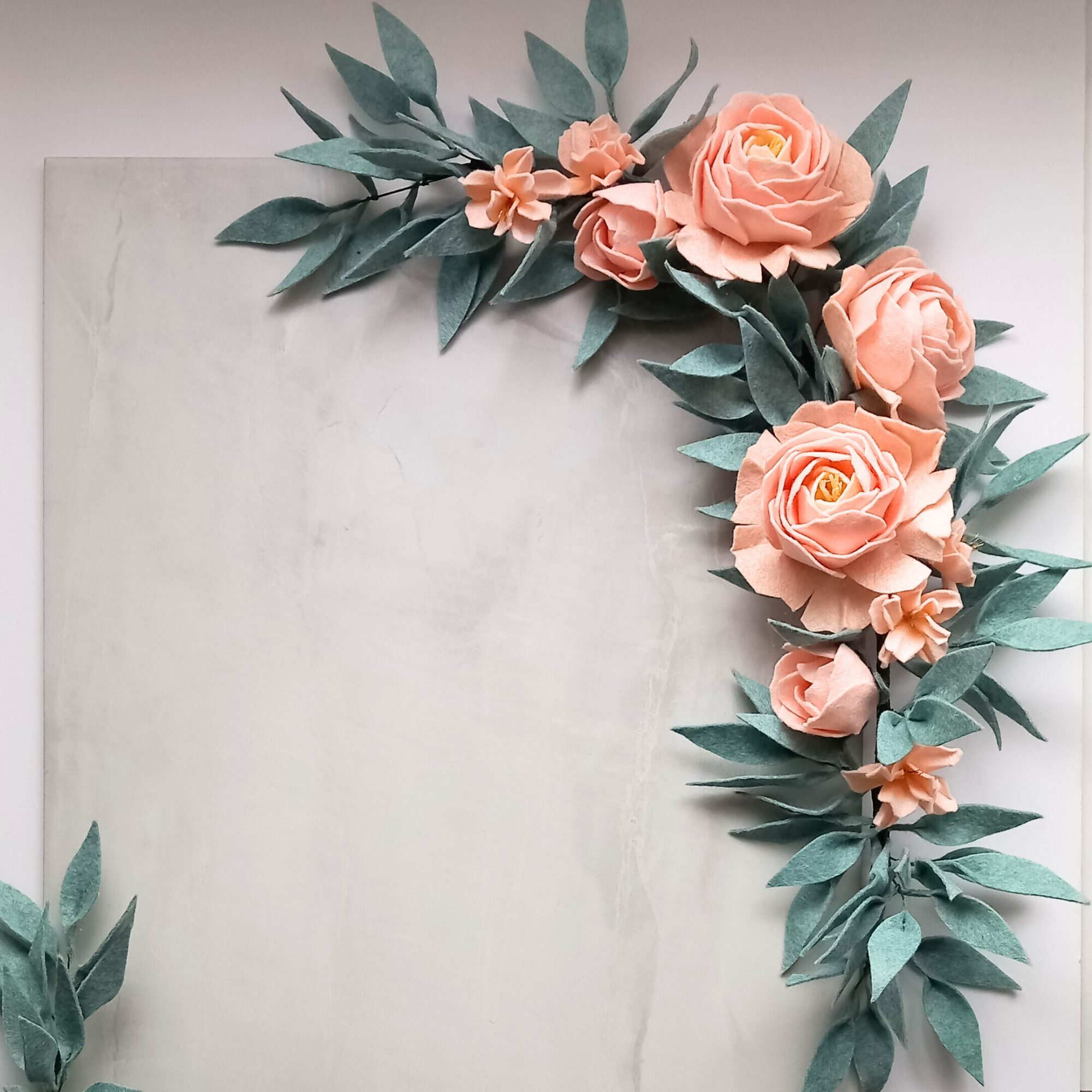 Pink Peony and Cherry blossom Eucalyptus Willow Garland image 4