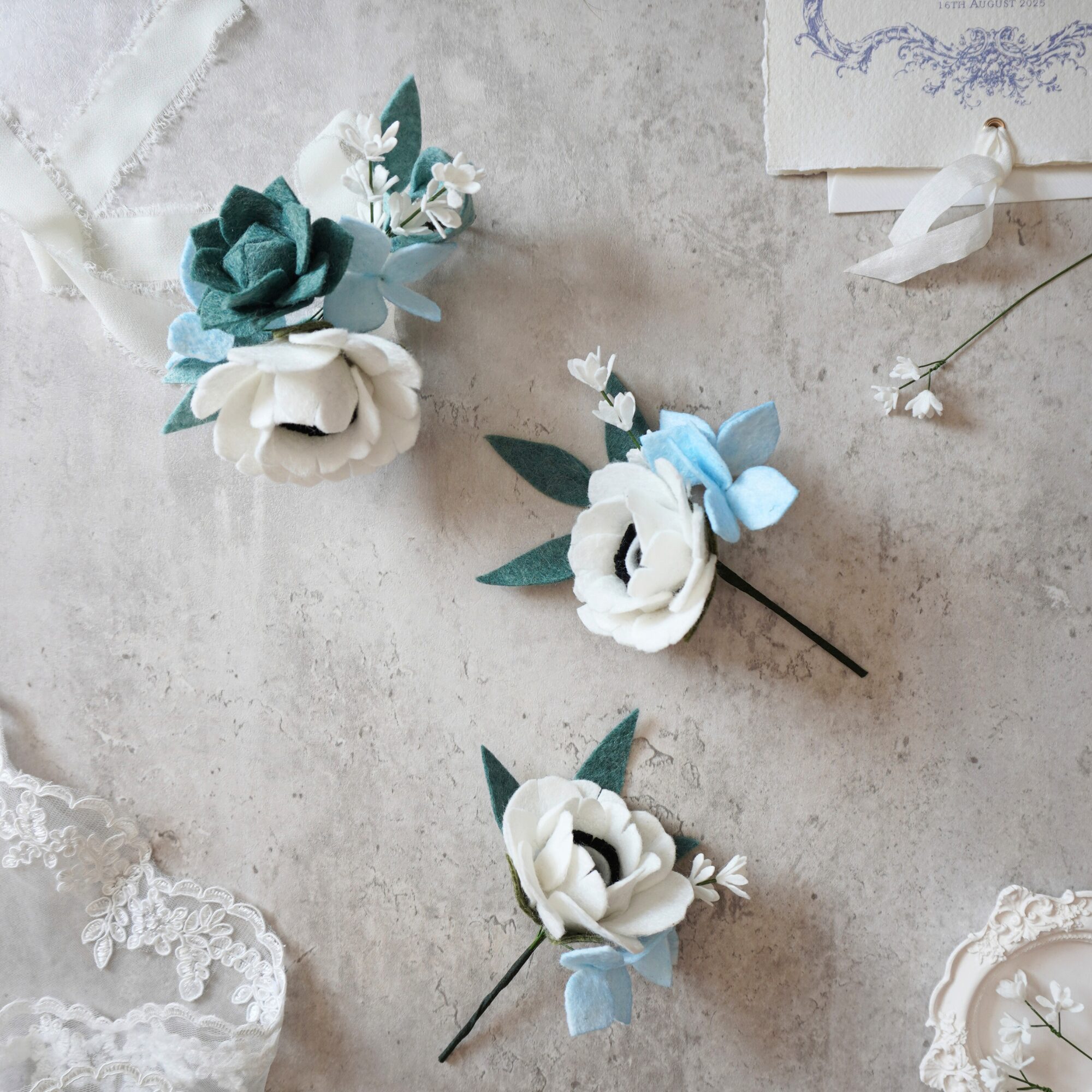 Something blue corsage and boutonniere set image 1