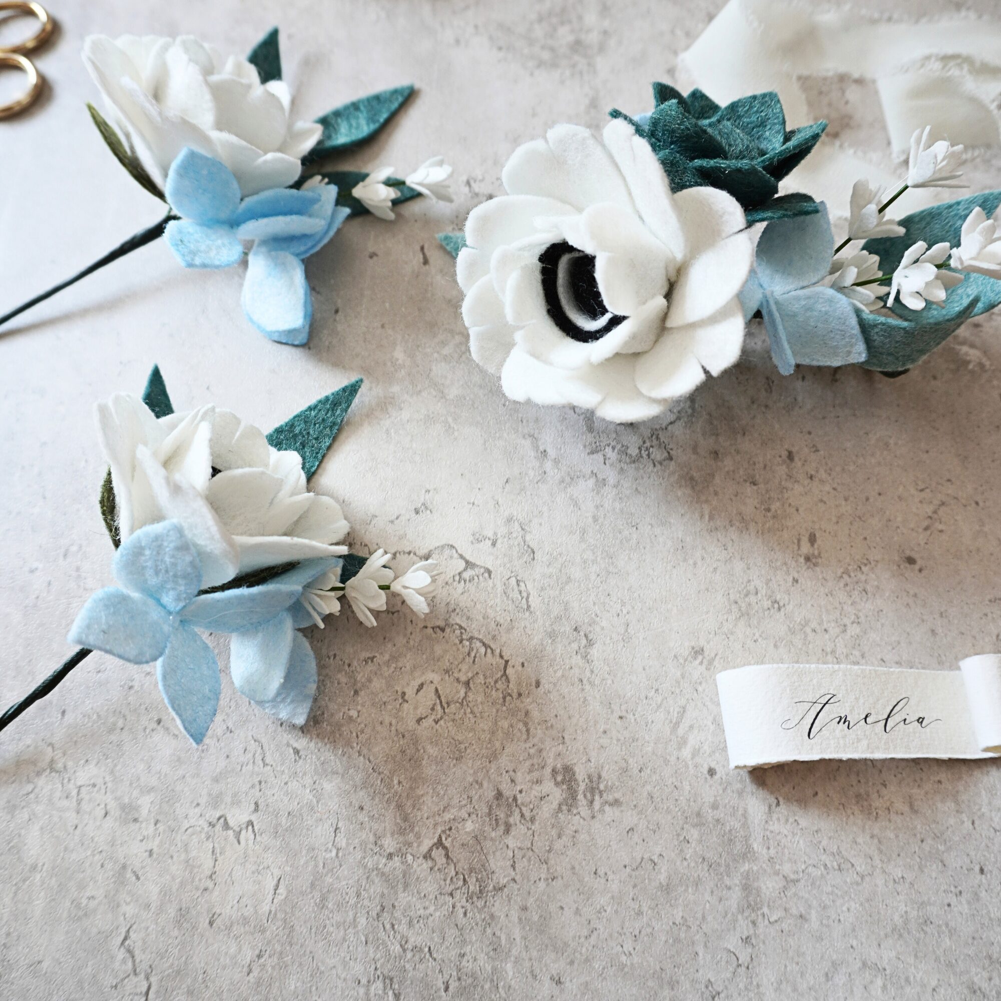 Something blue corsage and boutonniere set image 2