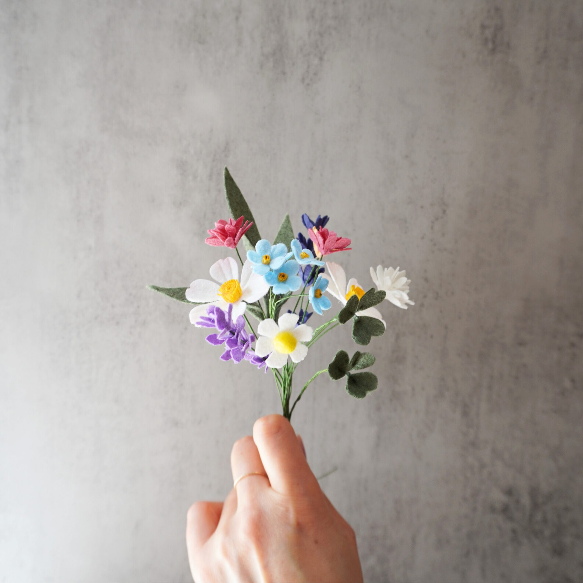 Felt wildflower rainbow mini bouquet 3