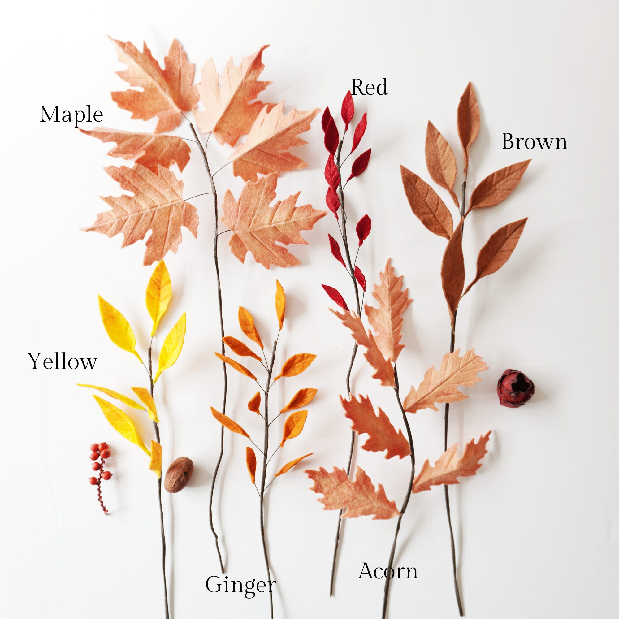 felt Autumn leaves single stem collection