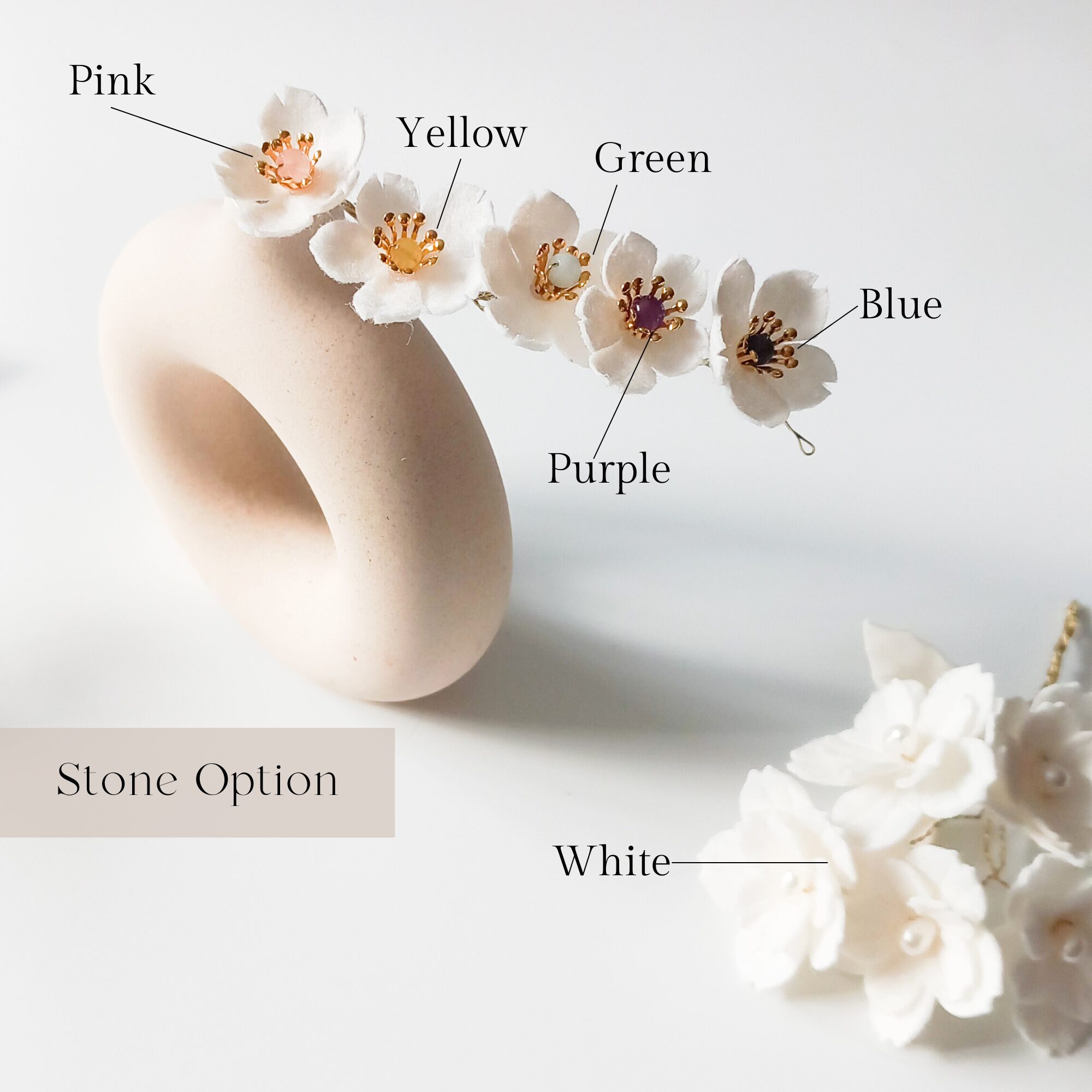 Felt cherry blossom with gemstone option