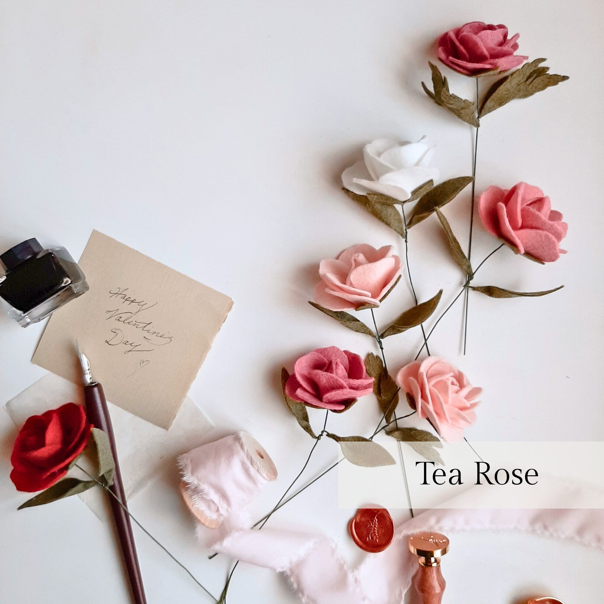 felt flower tutorials online course Tea Rose