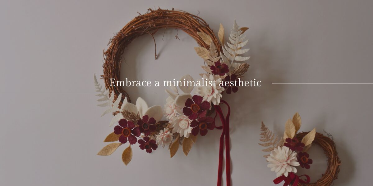 Felt flower minimalist wreath