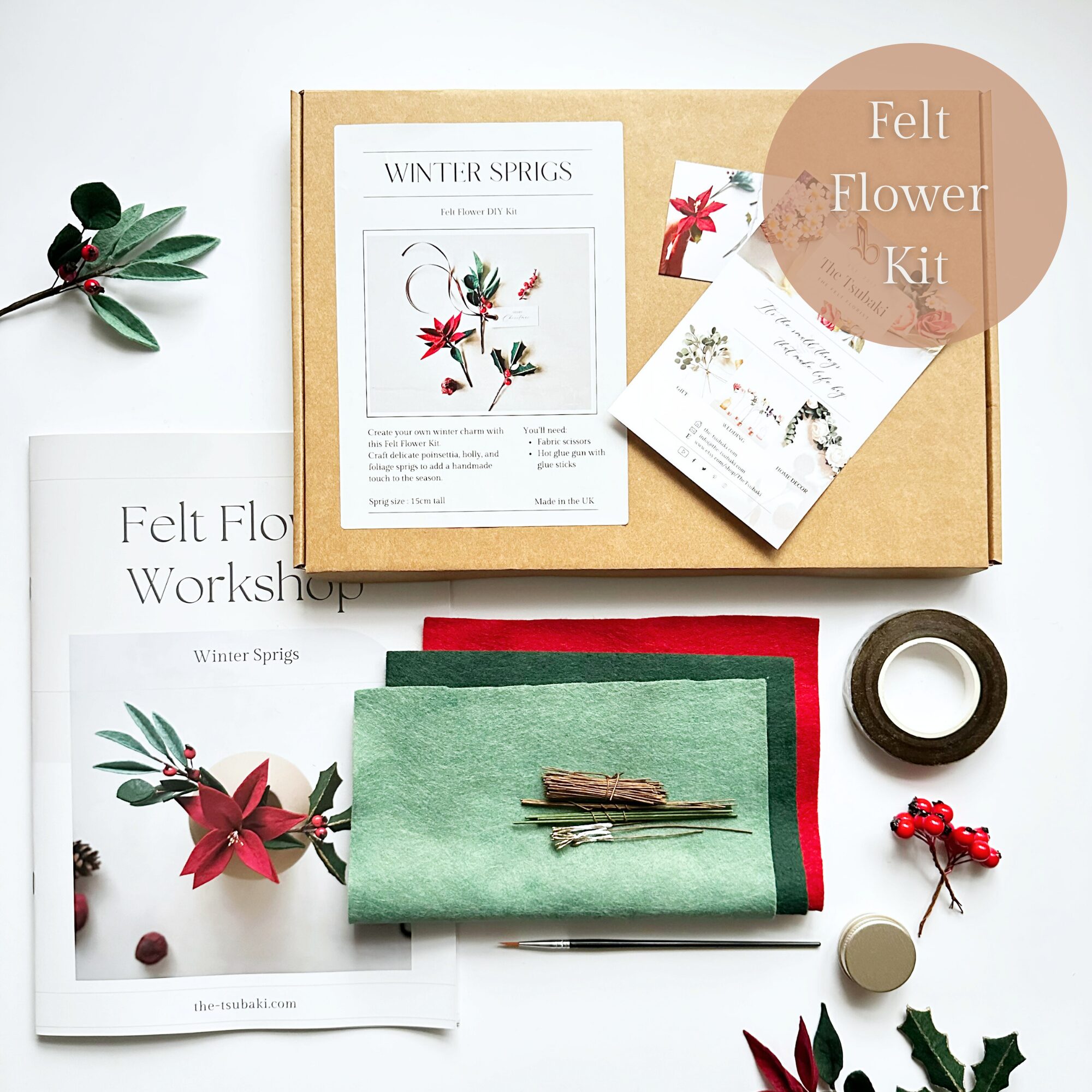 Christmas Winter sprig Felt Flower Kit