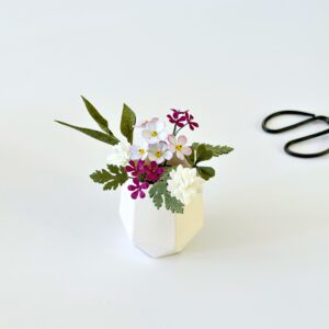 Wildflower Felt Bouquet in Pot | Mini Japandi Zen Decor | Handmade Clover & Forget-Me-Not Arrangement