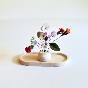 Mini Felt Flower Ikebana, Purple Pansy Arrangement, Japandi Zen Decor, Wabi Sabi Home Styling, Mindful Self Care Gift, Handmade Bouquet