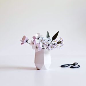 Tiny Lilac Meadow felt bouquet in pot